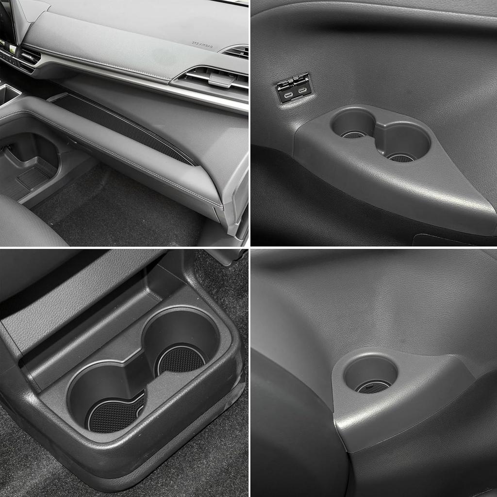 SENSHINE Cup Holder Ert For Toyota Sienna Accessories 2024 Center Console Liner Door Pocket Non-Slip Anti Dust Pad Premium Interior 25Pcs Set