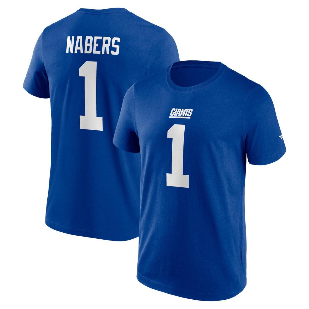 Malik Nabers #1 New York Giants Player NFL T-Shirt Blue