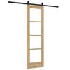 Sliding Door Natural 61 X 198.5 Cm Solid Pine Wood and Glass