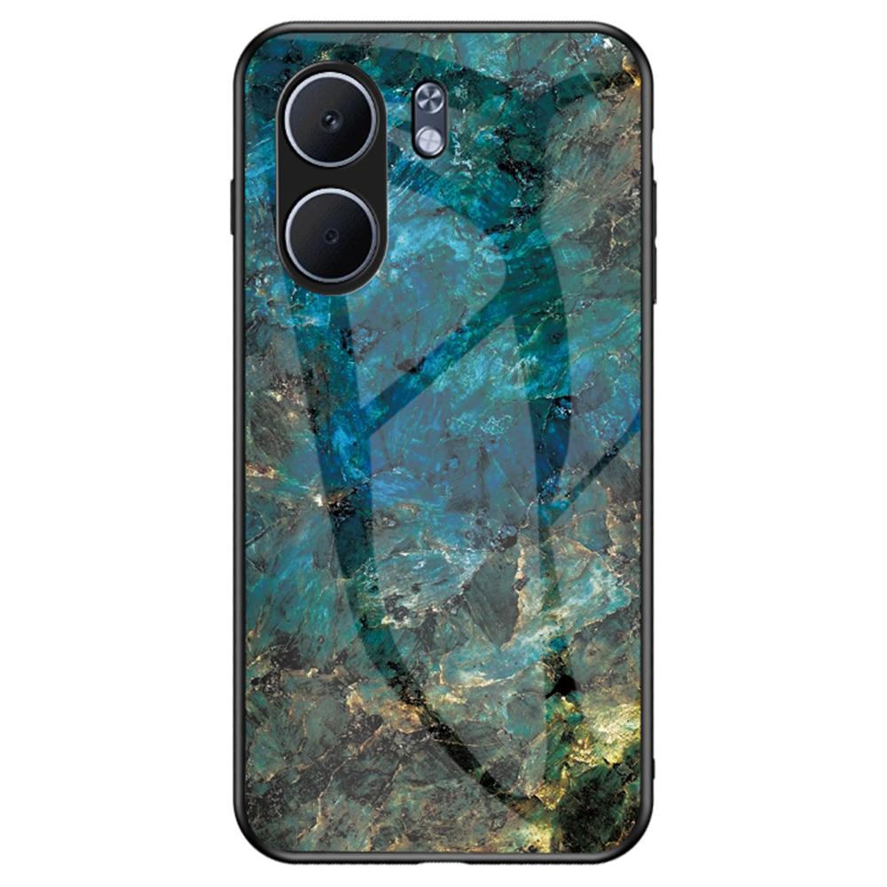 For Oppo A5x 4G/5G Case Marble Pattern Tempered Glass+PC+TPU Protective Phone Cover