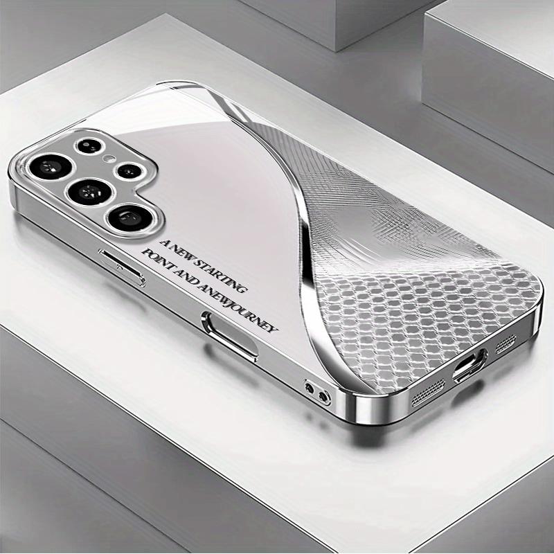 Minimalistisches gebogenes Buchstabenmuster Glas Handyhülle geeignet für Samsung Galaxy S26 S25 S24 S23 S22 S21 S20FE/Ultra/Plus sturzsicher
