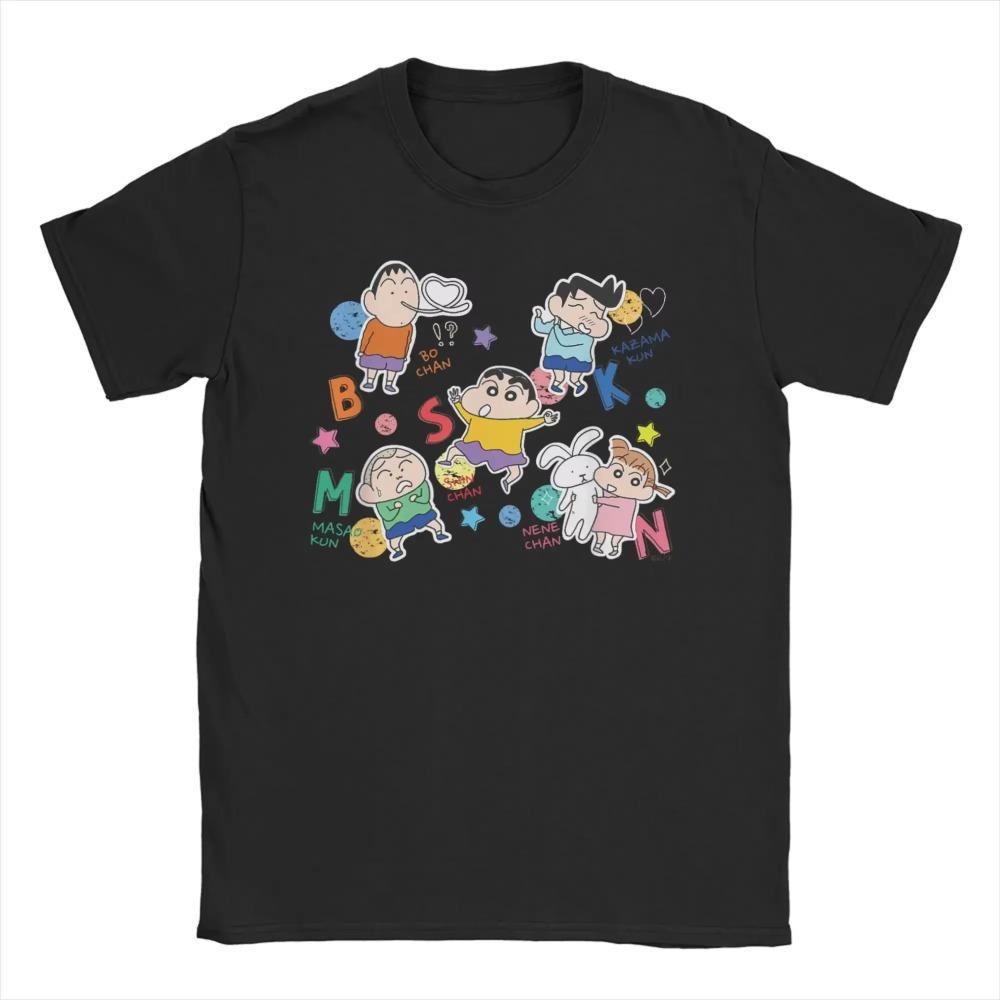 Miniso Crayon Shin-chan T-Shirt for Men Women Satou Masao Nini Tooru Bochan Novelty Pure Cotton Tees T Shirts Plus Size Clothes