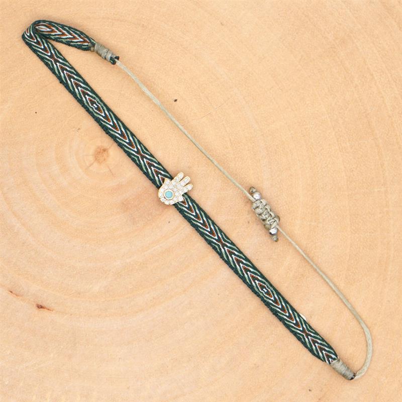 Retro Pattern Bohemian Spanish Court Hand-Woven Bracelet with Micro-Inlay