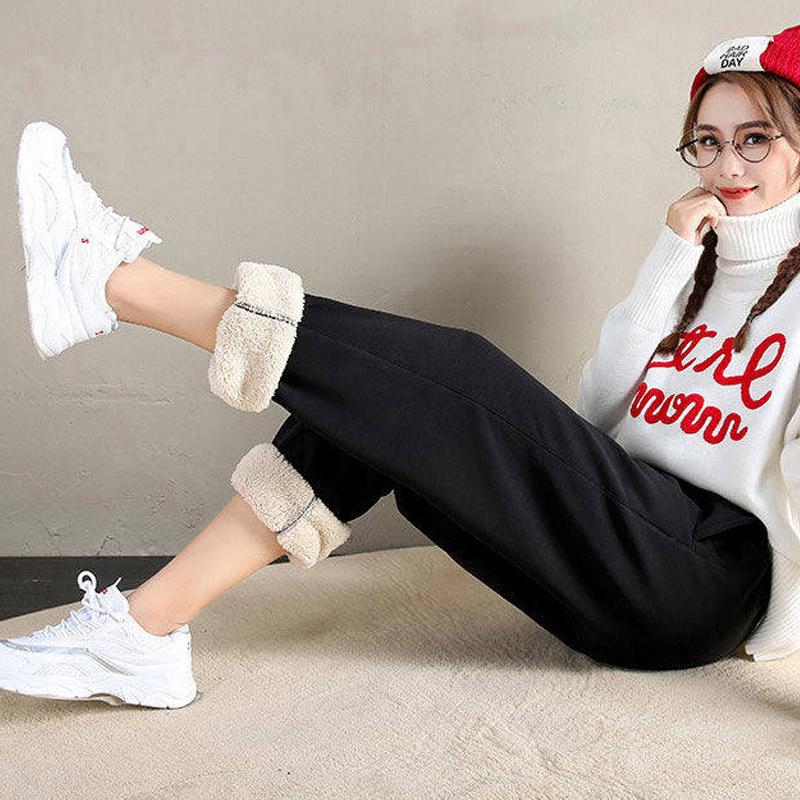 Frauen Winter Wolle Jogging Hose Dicke Baumwolle Gepolsterte Hosen Warme Sport Hosen Elastische Taille