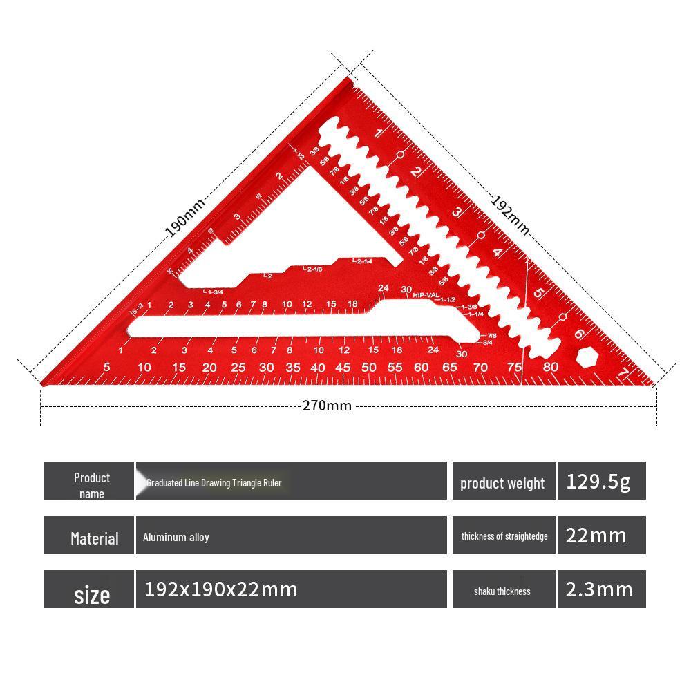 Aluminum Alloy Triangle Ruler - Stepped Groove for Woodworking, 7 & 12 Inch Adjustable Right Angle Guide