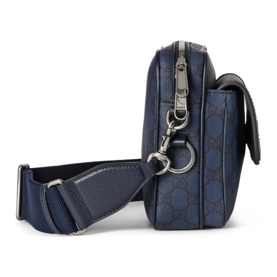 Gucci Ophidia Silver Tone Detachable Adjustable Shoulder Strap Canvas And Leather Trimmed Canvas Bag Men Shoulder Bag Deep-Blue 802170-FACJY-8441