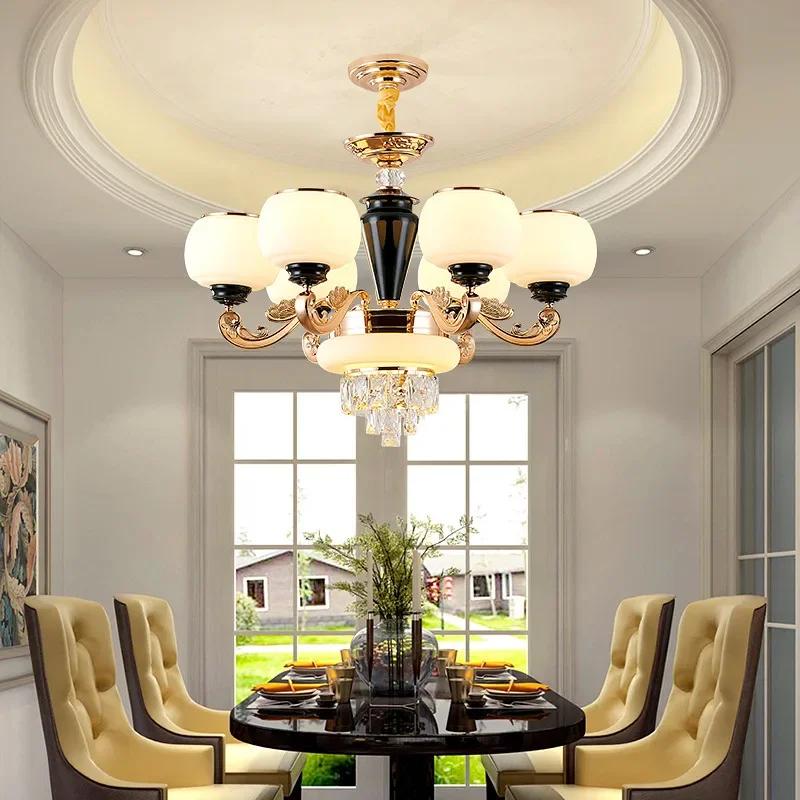 Lampă rezistentă la praf în stil european Lampă de cristal pentru cameră de zi, simplă și atmosferică, pentru casă, clădire duplex, candelabru pentru restaurant