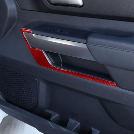Red Carbon Fiber Door Panel Strip Sticker Trim For Toyota Tundra -2024