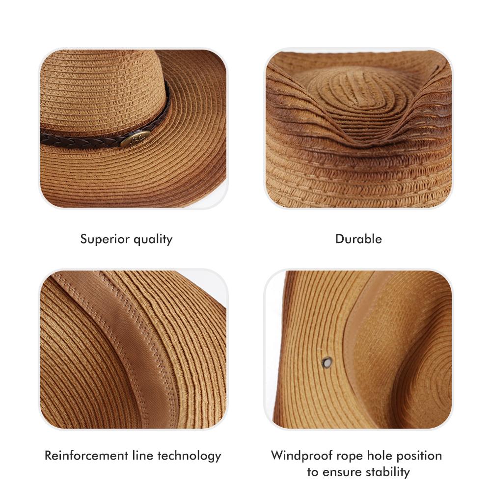 Straw Cowboy Hat Gradient Spray Color Western Straw Cowboy Cowgirl Hat for Men Women Wide Brim Sun Hat for Outdoor Beach Travel