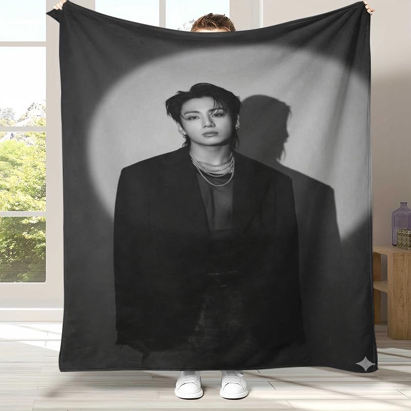 Jeon Jung Kook Kpop B-BTS Flannel Blanket,Ultra Soft Warm Plush Throw for Home Bedroom Bed Sofa Cover Office Camping gift