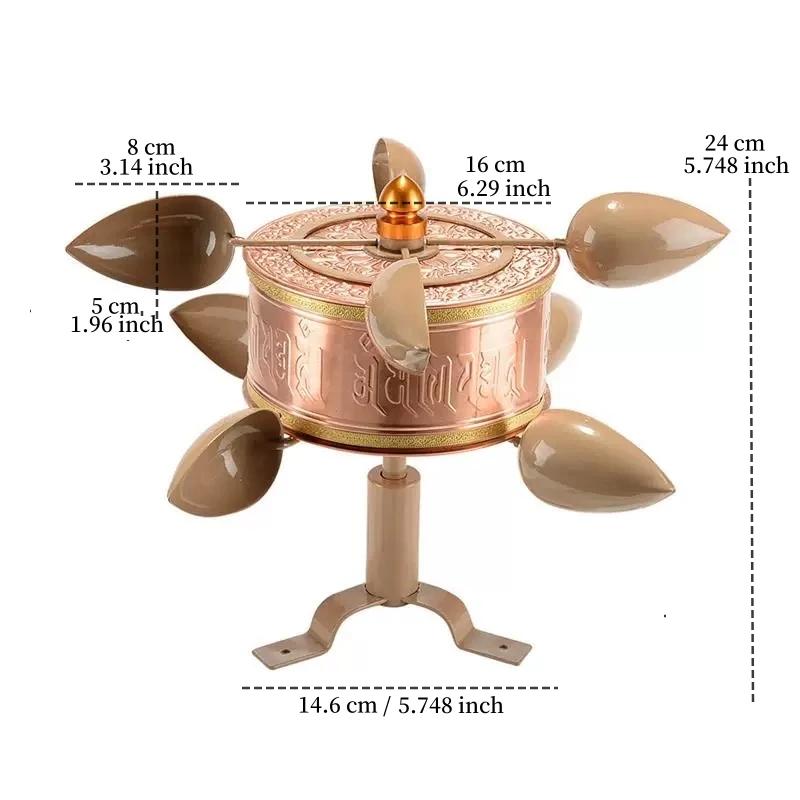 

Buddhism Rotor Windmill,Red Copper Handicraft Sanskrit Jane Lun,Tibetan Buddhist Item Religious Desktop Altars Decorative,24 cm красный