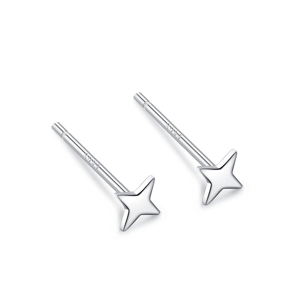 Sterling Silver Lightning Stud Earrings for Women Star of David Moon Heart Earring Elegant Wedding 999 Silver Jewelry
