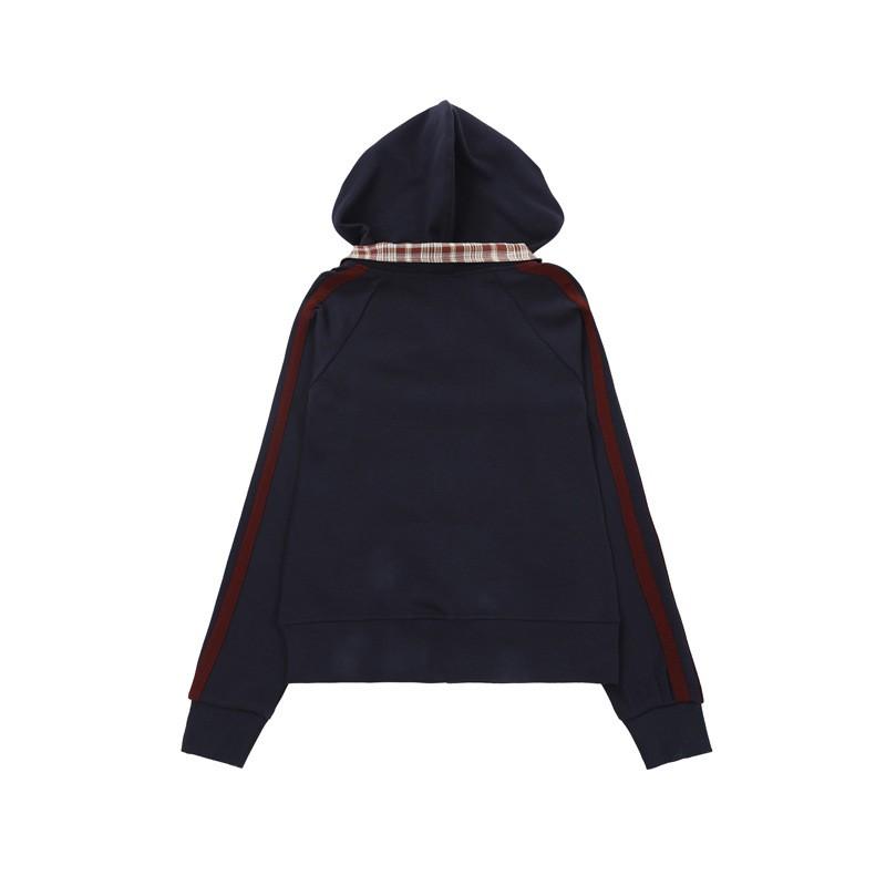 Damen Übergroßer Kapuzen-Reißverschluss-Pullover Karomuster Schmale Passform Streetwear Leichte Freizeitjacke