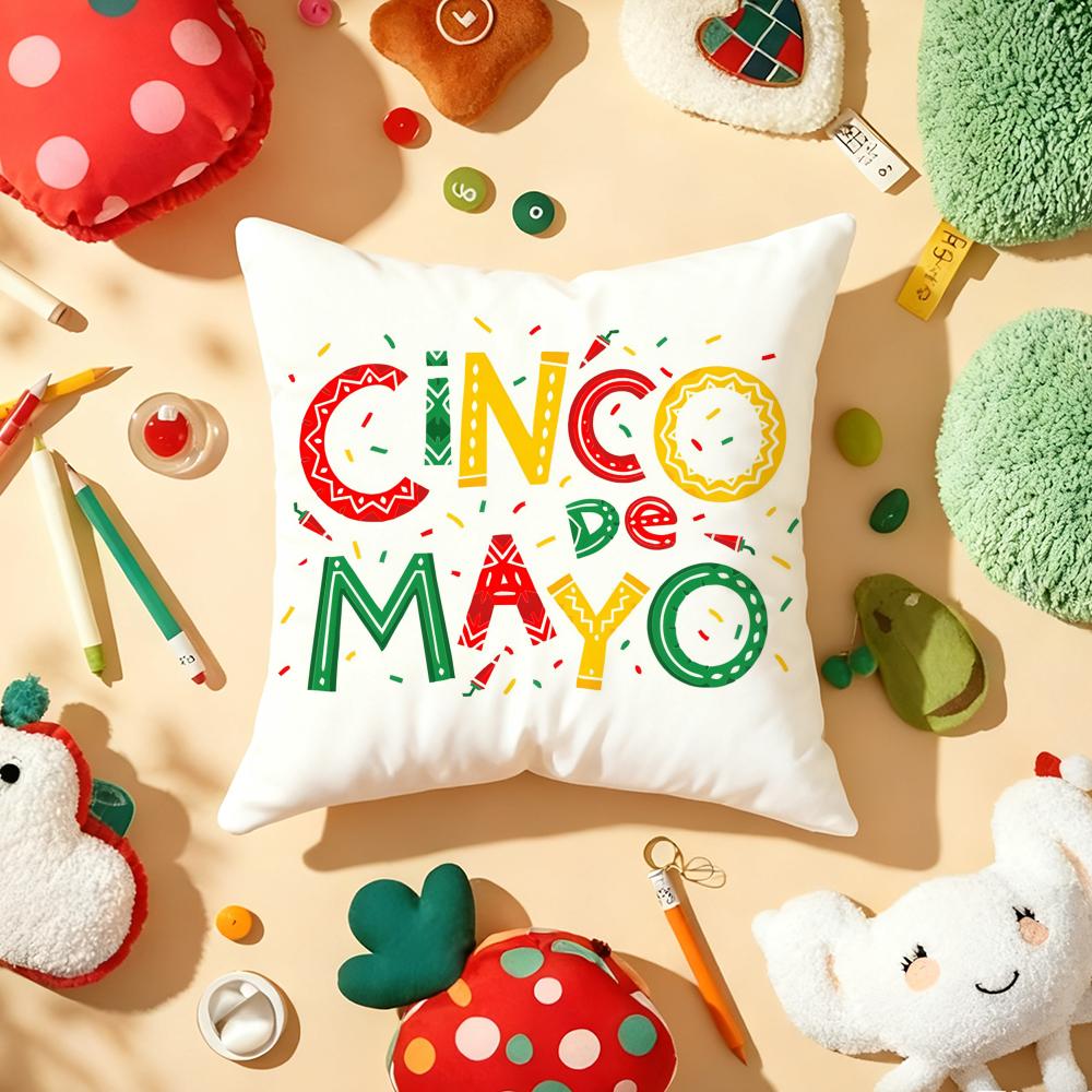 Cinco De Mayo Mexico May 5th Cushion Cover Plush Fabric Soft Double-Sided Printed Sofa Warm Winter Home Child Gift Pillow Case