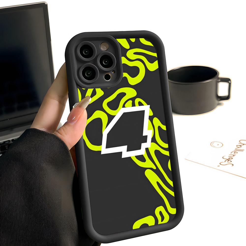 F1 Formula 1 L-Lando Norris Phone Case Simple Solid Color Frosted Silicone For IPhone 16 13 12 15 14 Promax Plus All Inclusive D