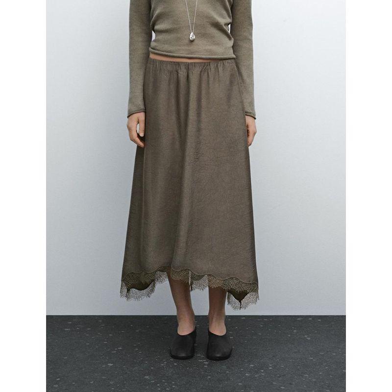 MD Summer New French Romantic Lady Style Lace Hem Draping Effect Elegant Skirt 5204583