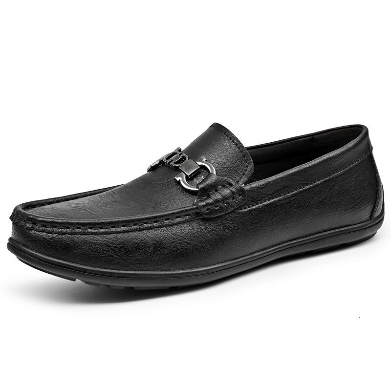 

Повседневная кожаная обувь большого размера, мужская новая обувь Doudou из высококачественной натуральной мягкой кожи, мужская летняя дышащая обувь для вождения на одной педали 38 чёрный