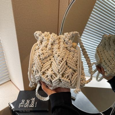 Borsa all'uncinetto da donna, stile bohémien, borsa a tracolla cava, piccola borsa intrecciata