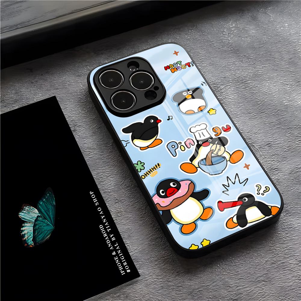 P-Pingu Penguin Phone Case For IPhone 17 Pro Max 15 Pro 16 14 Plus 12 13 Mini 11 Pro Shockproof Glass Cover