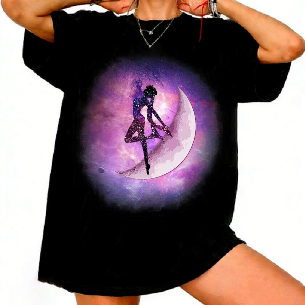 Sailor Moon Retro 90er Anime Grafik T-Shirt Sommer Baumwolle Unisex Damen Tee Streetwear Lässig Trend Kurzarm Paar Hip Hop Oberteil