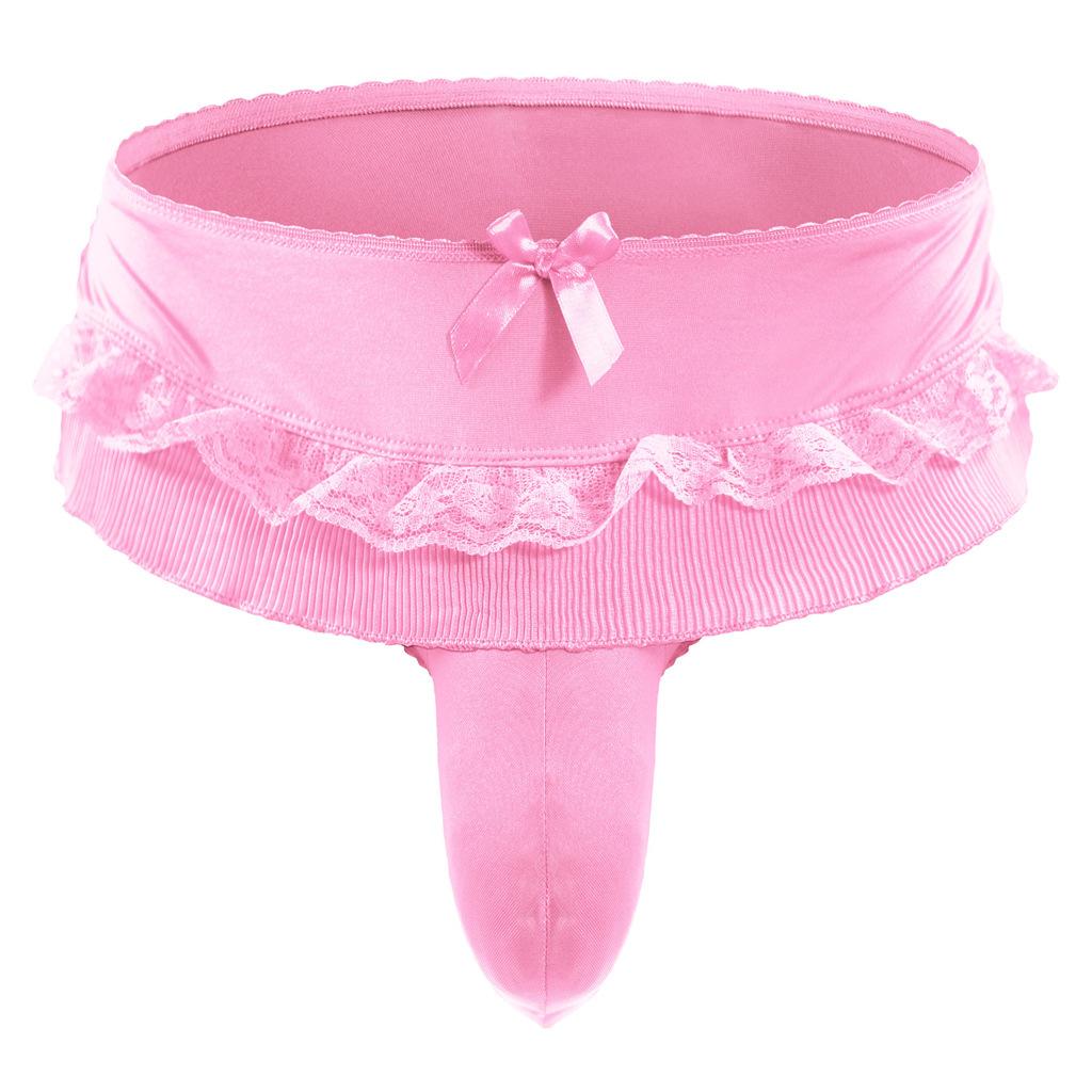 Ropa interior para hombre Sissy Braguita de Tanga con Volantes y Falda Nudo de Lazo Tiro Bajo G-String Bikini Briefs Falda Mini Plisada Skater Gay Ropa interior