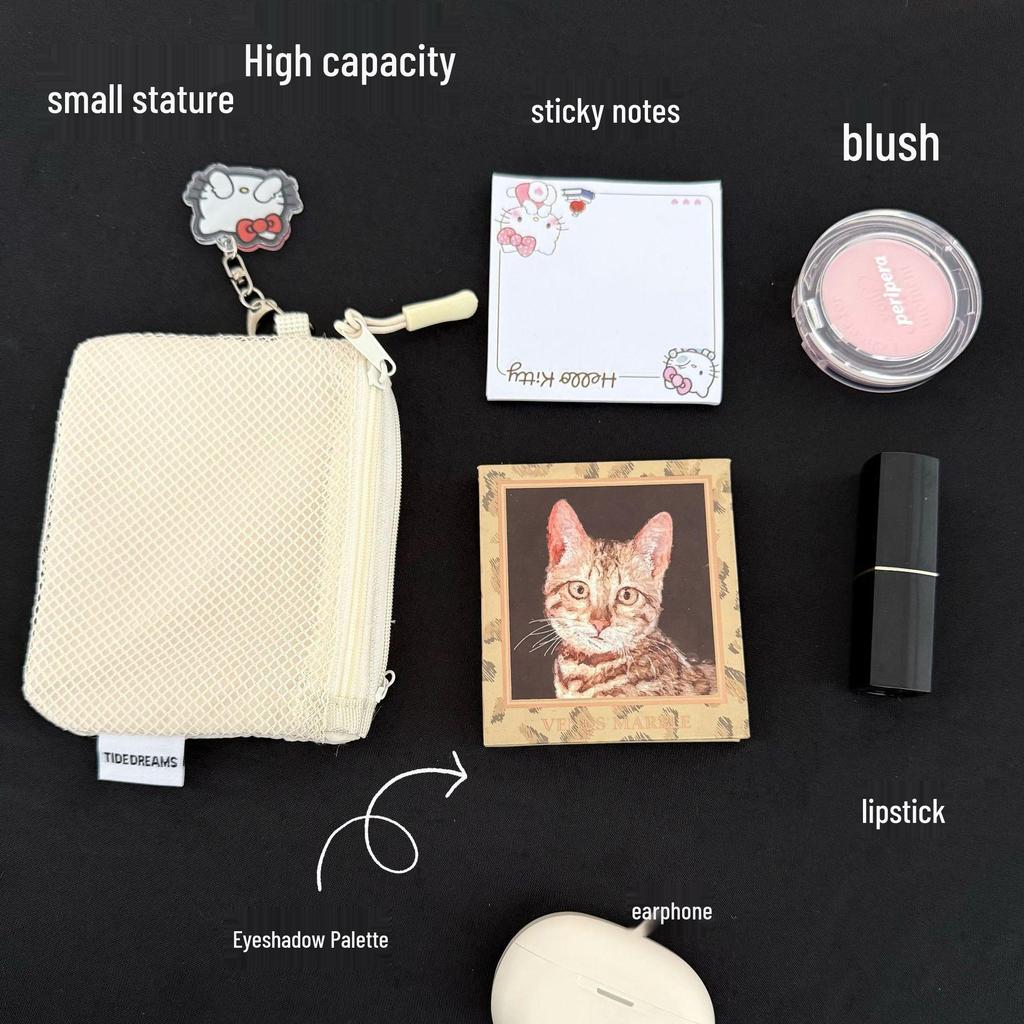 Double-Layer Mesh Travel Bag: Mini Storage for Coins, Lipstick & Cosmetics