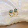 3 Colors Retro Brushed Round Stud Earrings for Women Temperament Rhinestones Ear Studs Trendy Charms Jewelry K1