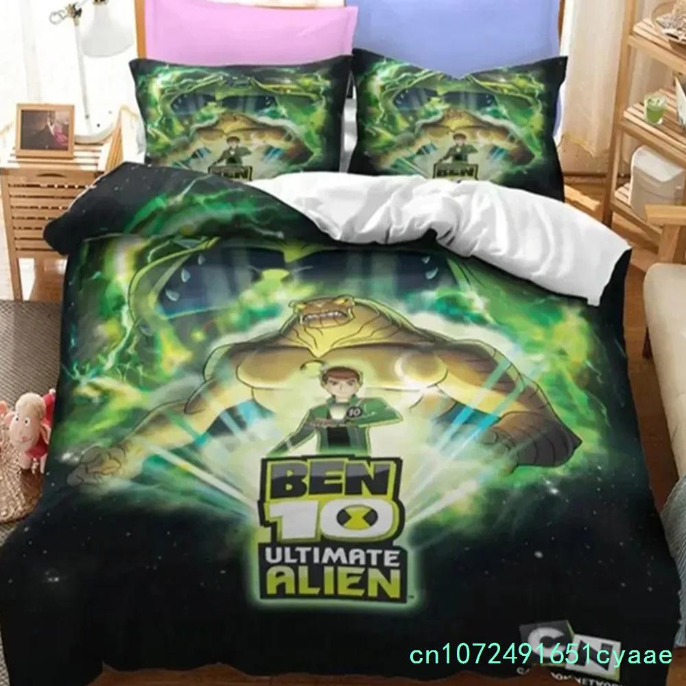 3D Print Ben Alien Force 10 Teenage Hacker Bedding Set Soft Comforter Cover With 1/2pcs Pillow Shams For Kids Adults