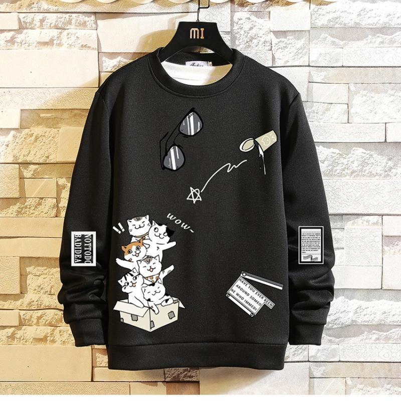2021 Primavera Otoño Dibujos animados Gato Hombres Sudadera casual Ropa de  calle japonesa Ropa de calle Ropa de hombre Hip Hop Pullover Hombres  Sudaderas comprar a buen precio — entrega gratuita, reseñas
