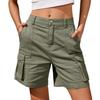 Women's Comfortable Casual Bermuda Cargo Shorts with Elastic Waist and 6 Pockets Knee Length Summer Long Shorts