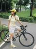 Contrast Double Line Summer Girls Short Sleeve Outdoor Sports T-Shirt - Yellow Goose