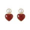 French Retro Hong Kong Style Love Earrings Women's Court Style Literary Temperament Earrings Versatile High-end Pearl Earrings