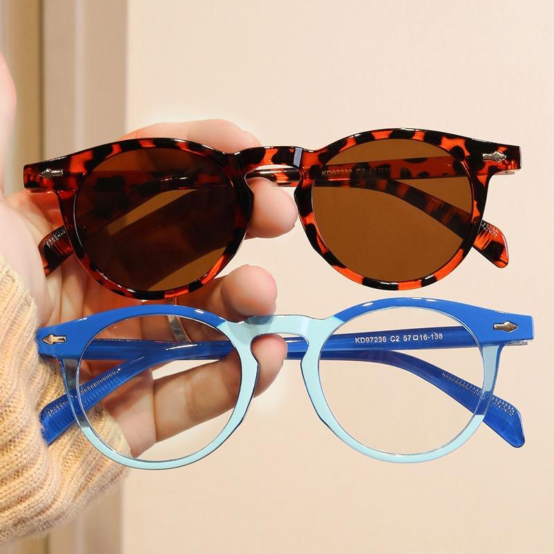 Round Small Frame Rice Nail New Color blocked Sunglasses Simple Concave Shaped Glasses Frame for Women