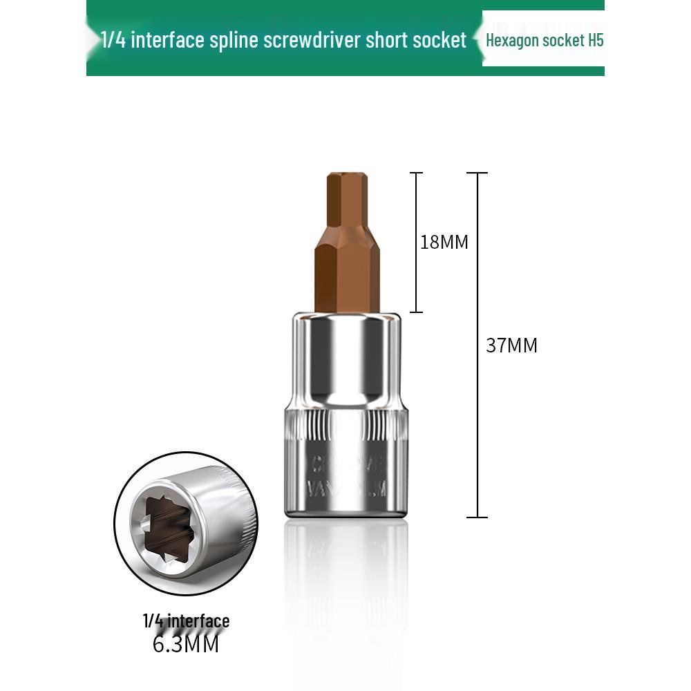 1/4" Small Fly Socket Bit Wrench with T8 Star, Inner Hex, Slotted, Rice Flower, Cross Screwdriver Heads
