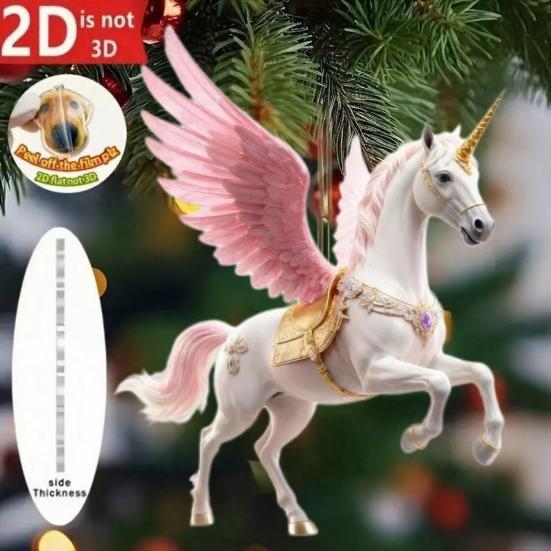 Horse Pendant 2D Acrylic Realistic Horse Decoration Christmas Ornament with Hanging Loop Equestrian Lovers Holiday Decor