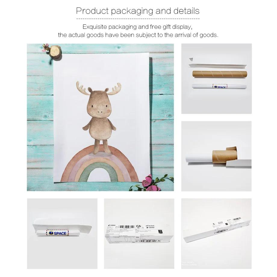 Alphabet Rainbow Gate Deer Sun Heart Cartoon Nursery Wall Art Canvas Painting Posters And Prints Wall Pictures Kids Room Decor