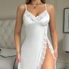 Europäisches & Amerikanisches Sexy Spitzen-Nachthemd: Damen Camisole Kleid mit Seitenschlitz