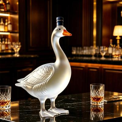 Liba alakú üvegkancsó, 3D dombornyomott whiskey-süveg dugóval, 350 ml Art Deco kancsó Bourbonhoz, Borhoz, Otthoni Bár Dekoráció, Ajándék