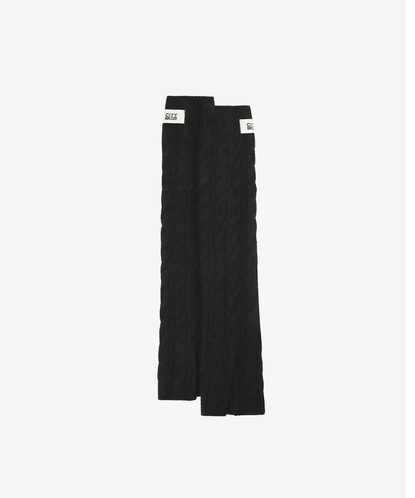CITYBREEZE Angora Cable Knit Leg Warmers_Black