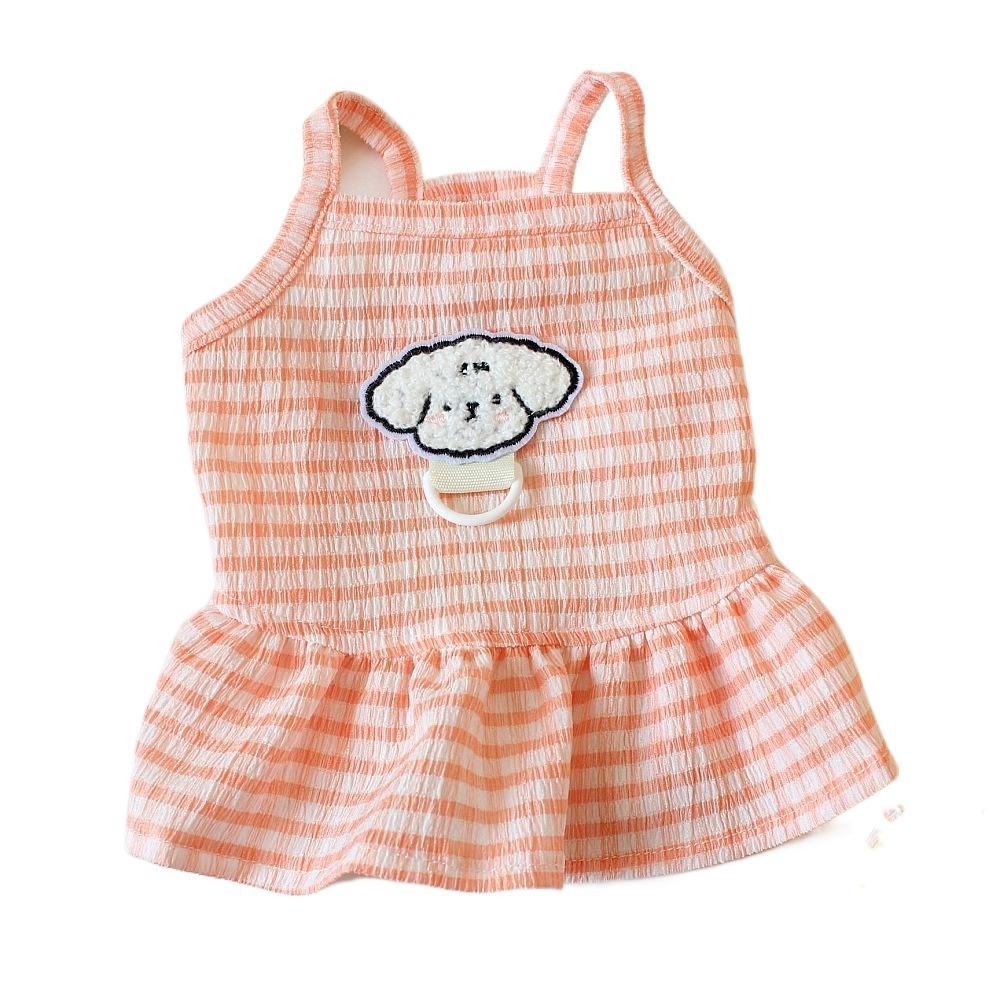 

Мягкое клетчатое платье-майка для питомца, милая юбка для кошки, модная летняя одежда для питомца, весна XL розовый