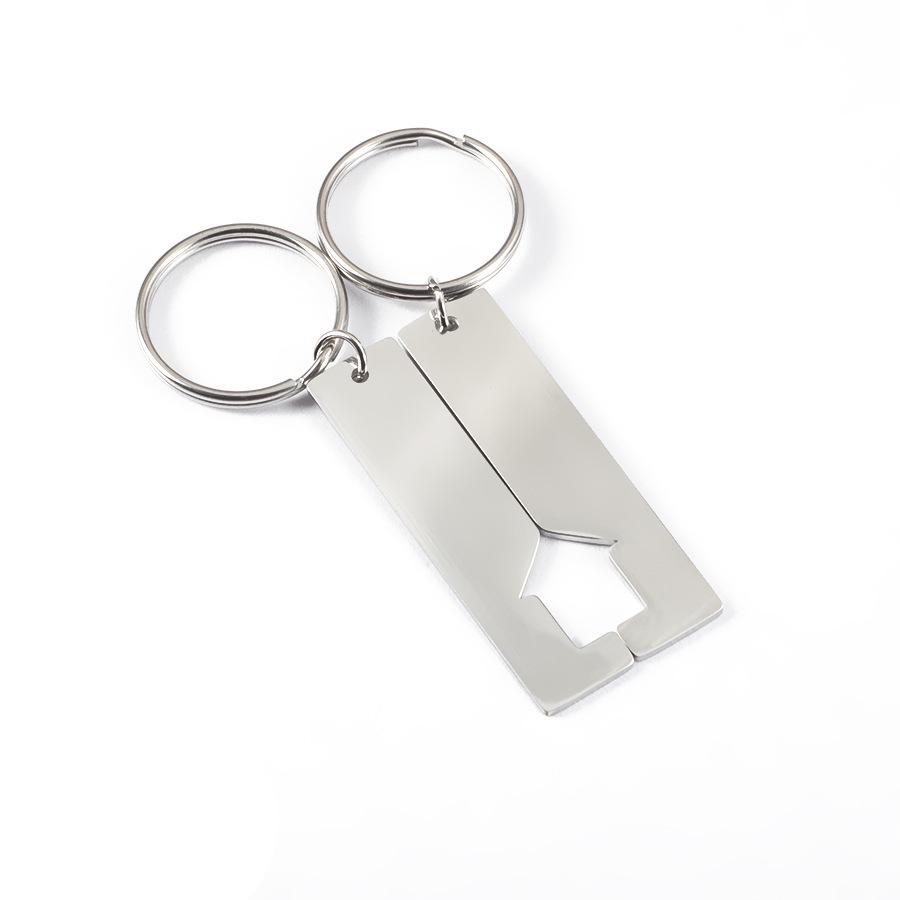 Creative Stainless Steel Hollow Patchwork House Keychain Pendant Set