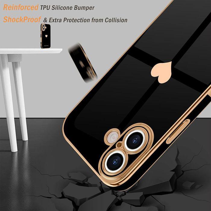 Coque de Protection - E.F.Connection - pour iPhone Air - Silicone Motif Cœur Antichoc Souple Noir