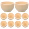 10pcs Small Unfinished Wooden Bowls Natural Wooden Blank Bowls For Crafts Drawing Painting Ornament Model Toy Child Mini Cutlery