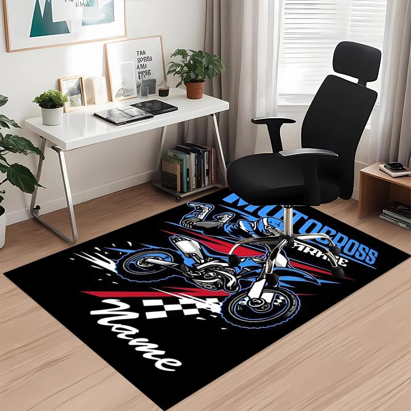 Tappeto Stampato Moto da Fuoristrada con Nome Personalizzato, per Sedia da Ufficio Soggiorno Camera da Letto Cucina Decorazioni Regali.