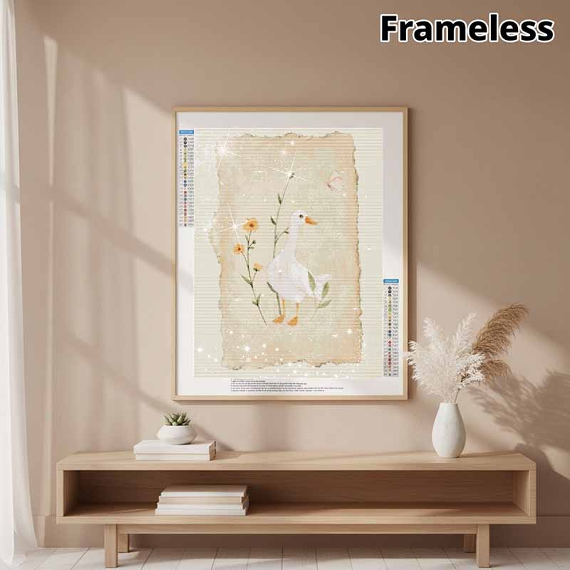 DIY Diamond Art Kit for Beginners Cute White Goose with Flowers Round Drill Full Drill Rhinestones Embroidery 30x40cm Home Wall Decor Gift Adults