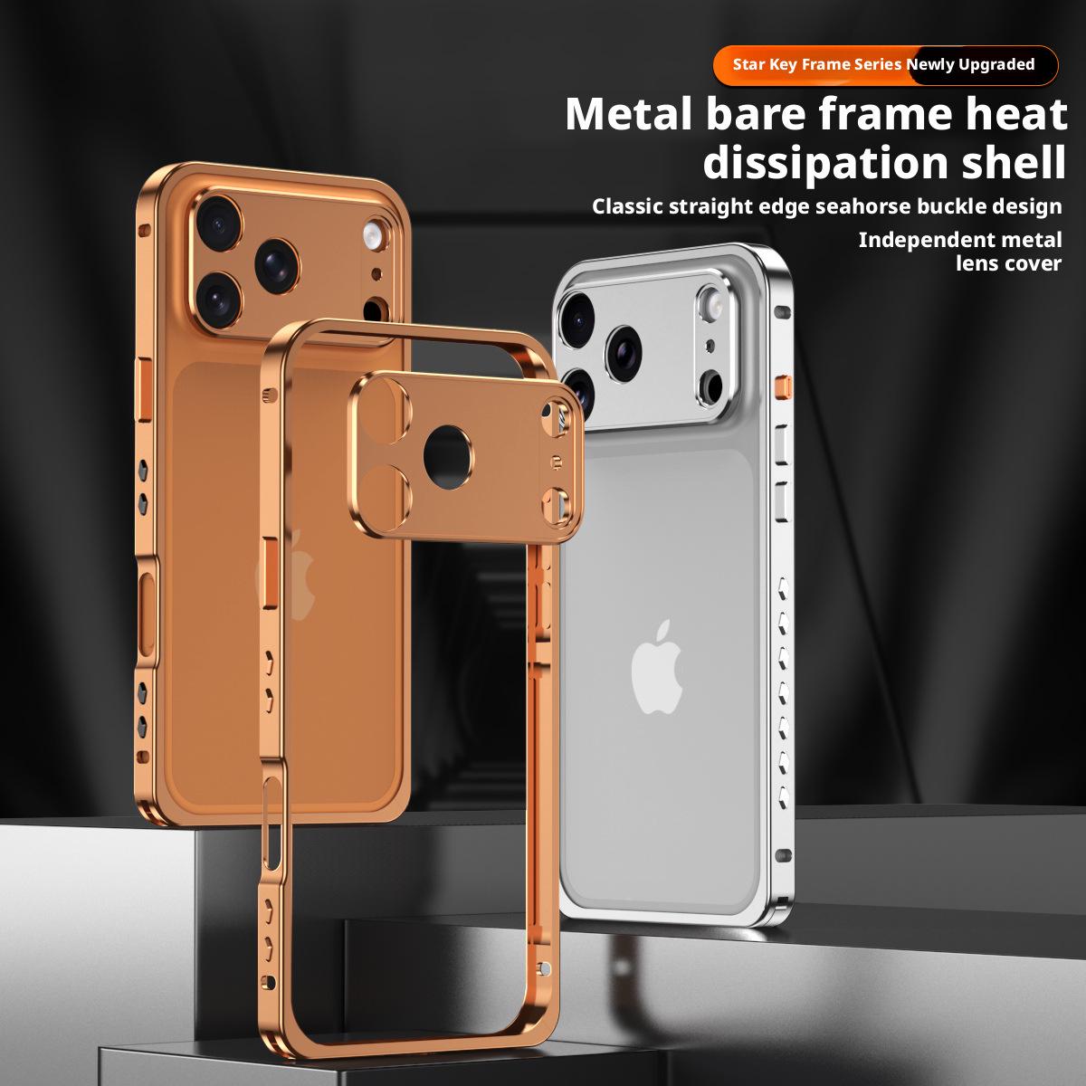 

Apple 17ProMax Metal Heat Dissipation Case with Seahorse Buckle for 16Pro iPhone 17 Air Frame Only оранжевый