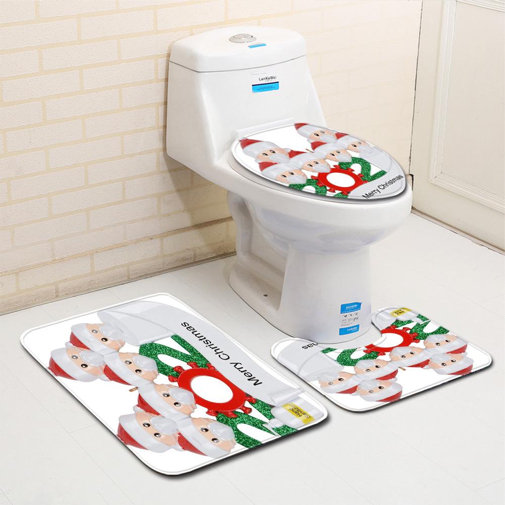 

Christmas Bathroom Floor Mat Toilet Three-Piece Set 45cmx75cm