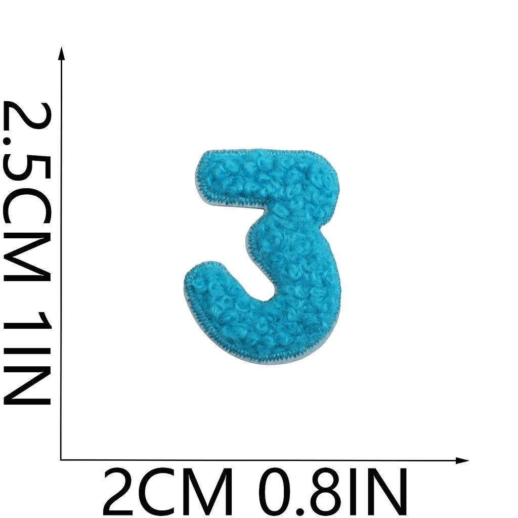 Towel Embroidery English Alphabet Embroidery Cloth Sticker Small Number Patch Sticker Bag Decoration Chenille Embroidery Label Ironing