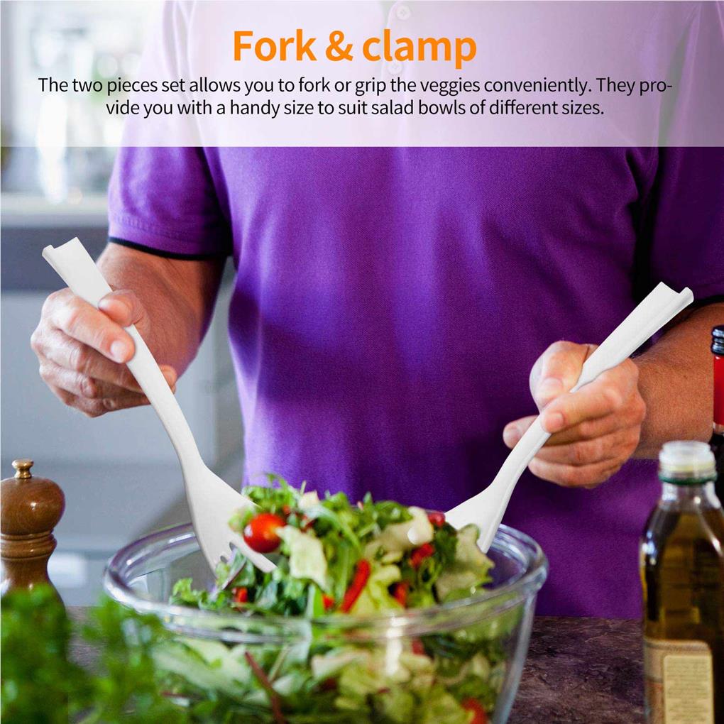 Pack of 2 Salad Forks Cute Design Serving Cutlery Reusable Tongs Smooth Edge Wide Applications Household Accessories Kitchenware