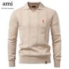 2025 2025 Autumn and Winter New Embroidery Men's Jacquard Sweater Men's Pullover Sweater Solid Color V-neck Knitted Sweater Men